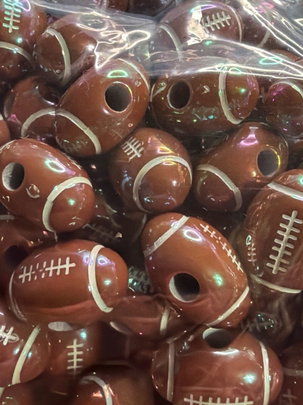 25 pcs Brown Football Beads for Home & Craft Projects